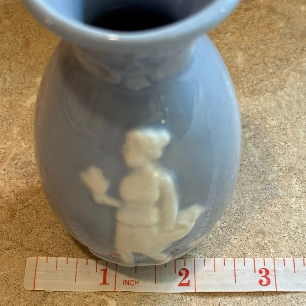 Vintage “pop” Greek inspired light blue vase made in Japan